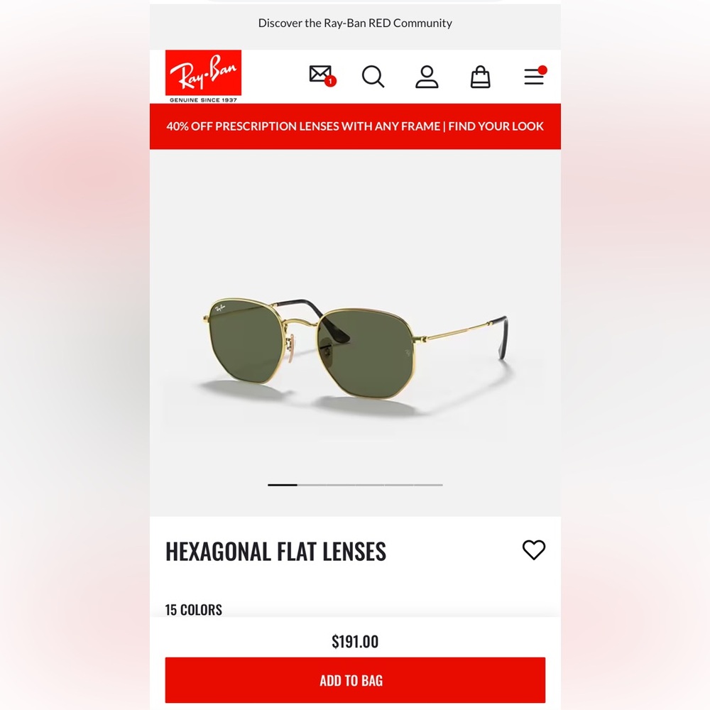 Ray-Ban Hexagonal Flat Lenses Sunglasses